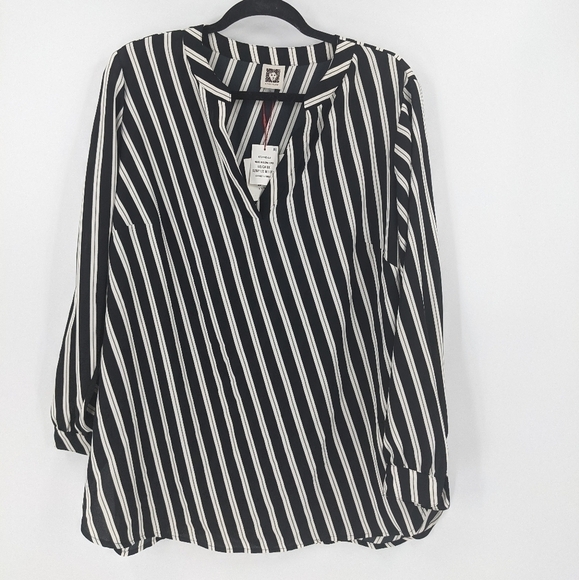 NWT ANNE KLEIN Striped Popover Tunic Top - Picture 1 of 9